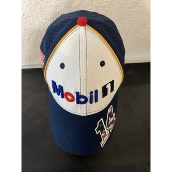 Nascar Ball Cap Hat New Era #14 Mobil 1 9Forty Driver Flex Fit Patriotic Flag - Picture 5 of 8